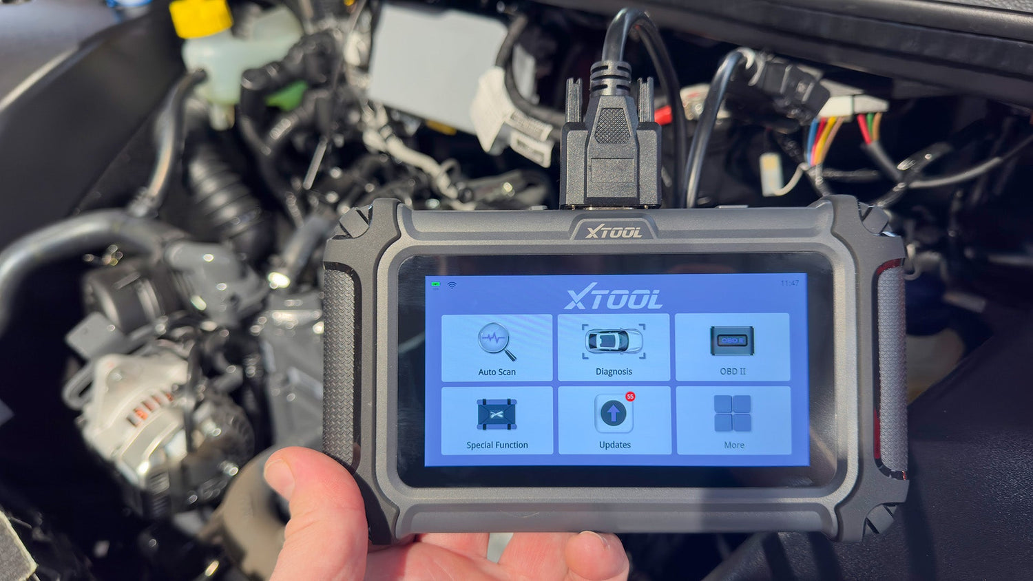 XTool DS5 Hauptmenü angeschlossen an einen Aixam mit Euro 5+ Motor